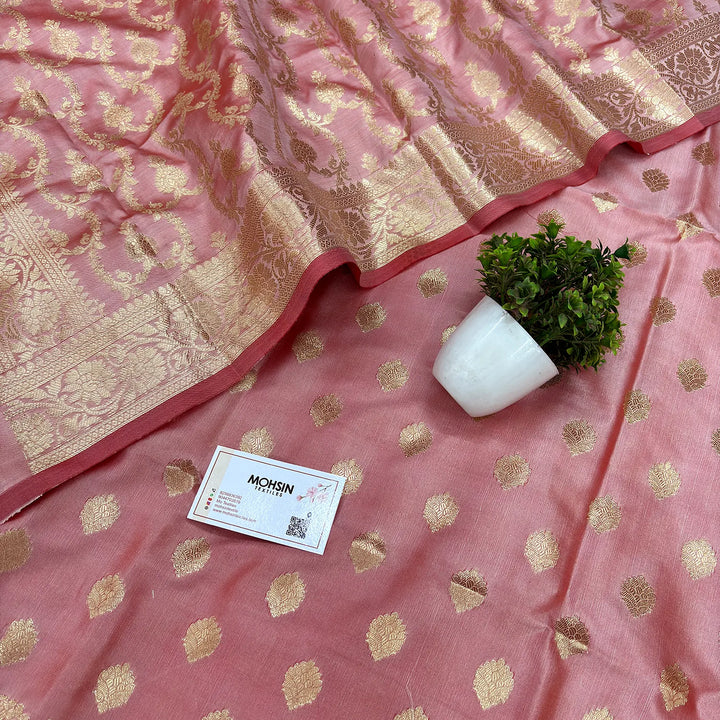 Baby Pink Kiyari Buti Satin Silk Banarasi Suit