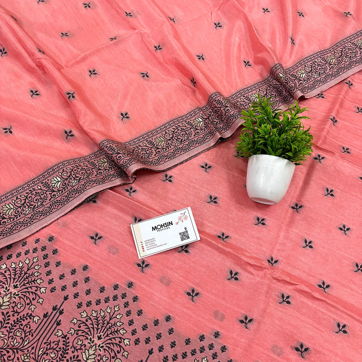 Dark Peach Jhilmila Taj Dola Silk Banarasi Suit