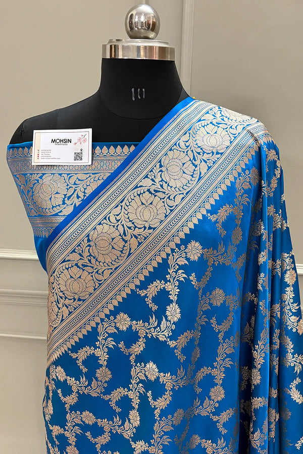 Firozi Moglai Jaal Katan Silk Banarasi Saree