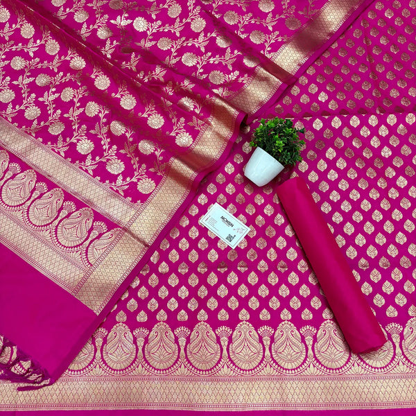 Pink Gumbad Buti Katan Silk Banarasi Suit