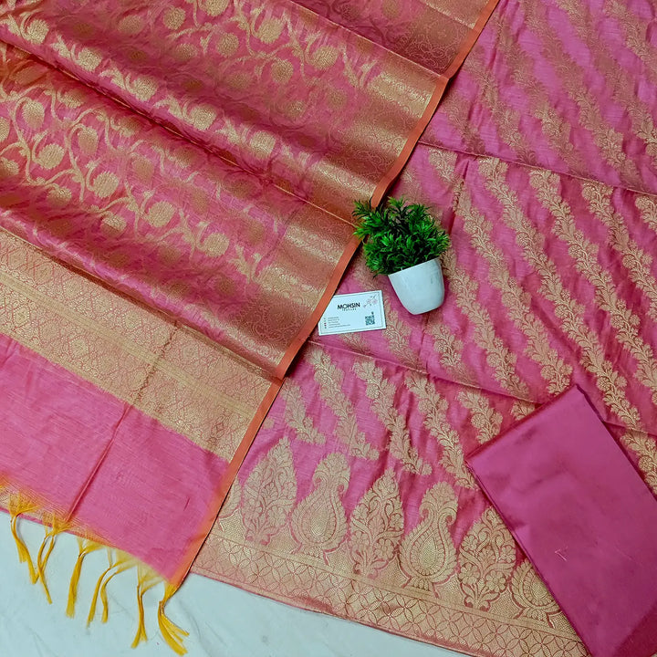 Baby Pink Kalgha Laheriya Banarasi Silk Suit