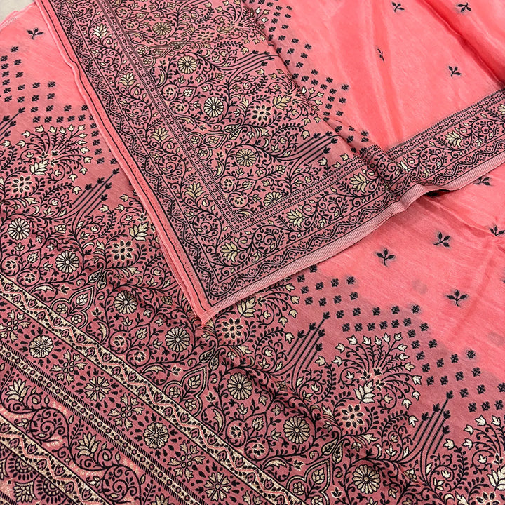 Dark Peach Jhilmila Taj Dola Silk Banarasi Suit