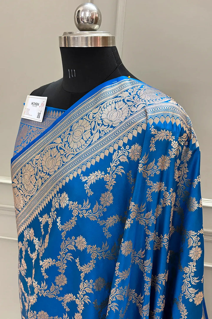 Firozi Moglai Jaal Katan Silk Banarasi Saree