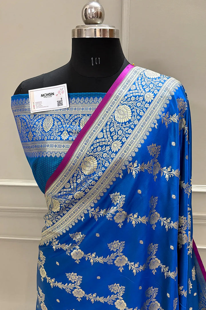 Firozi Papakipari Katan Silk Banarasi Saree