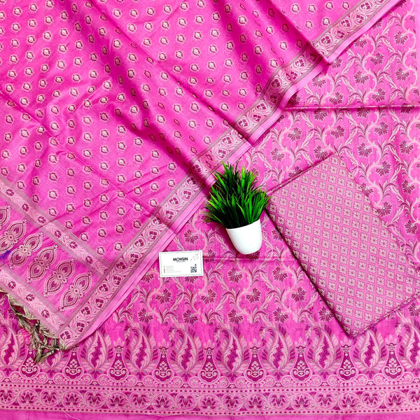 Pink Surahi Jaal Cotton Banarasi Suit