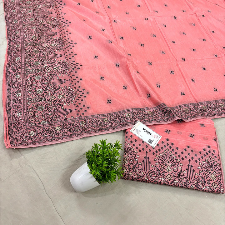 Dark Peach Jhilmila Taj Dola Silk Banarasi Suit