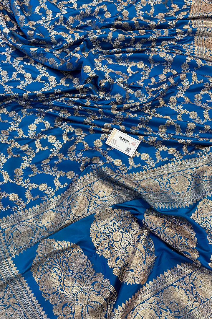 Firozi Moglai Jaal Katan Silk Banarasi Saree