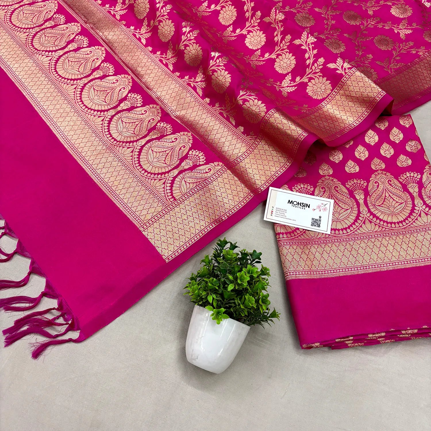 Pink Gumbad Buti Katan Silk Banarasi Suit