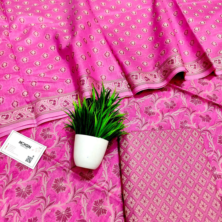 Pink Surahi Jaal Cotton Banarasi Suit