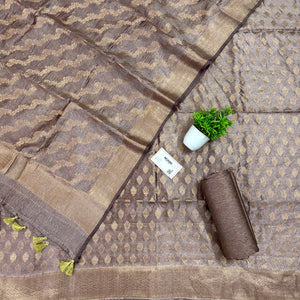 Rust Pairahan Tissue Silk Banarasi Suit