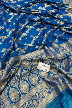 Firozi Papakipari Katan Silk Banarasi Saree