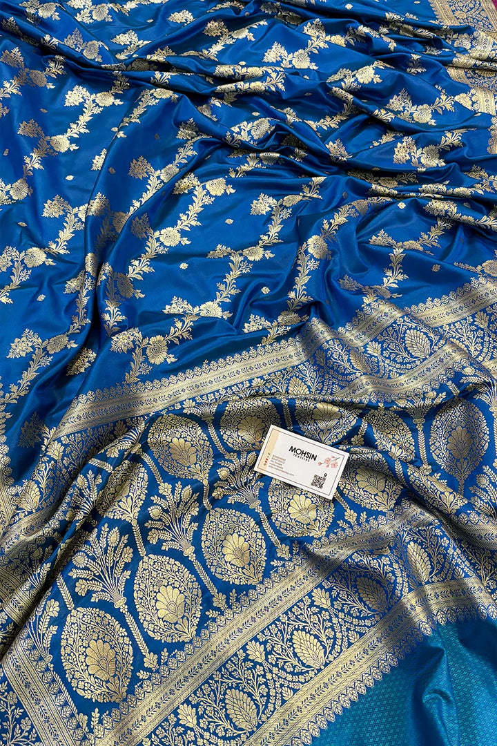 Firozi Papakipari Katan Silk Banarasi Saree