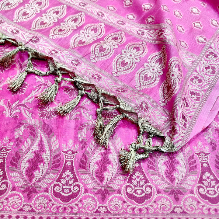 Pink Surahi Jaal Cotton Banarasi Suit