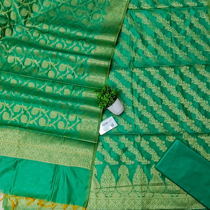 Sea Green Kalgha Laheriya Banarasi Silk Suit