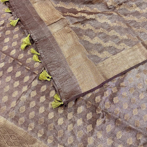 Rust Pairahan Tissue Silk Banarasi Suit