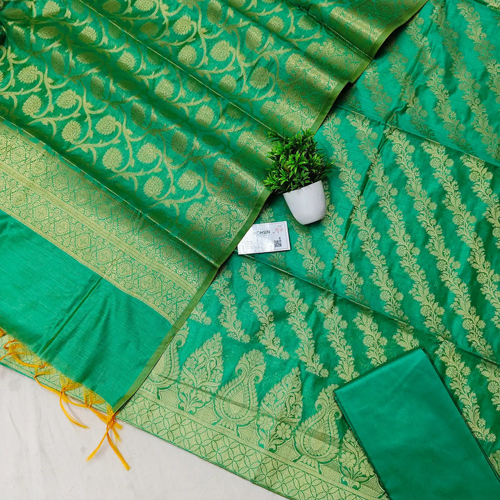 Sea Green Kalgha Laheriya Banarasi Silk Suit