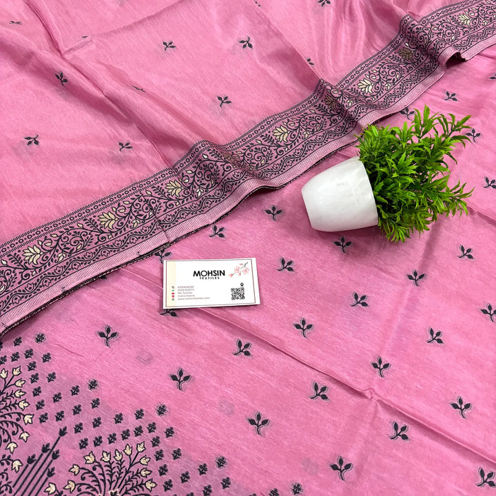 Baby Pink Jhilmila Taj Dola Silk Banarasi Suit