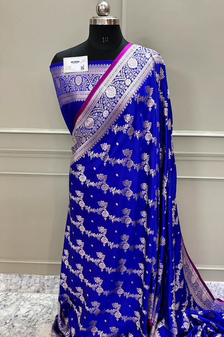 Royal Blue Papakipari Katan Silk Banarasi Saree