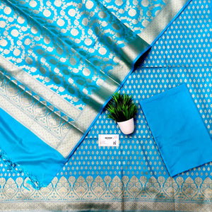 Firozi Kalli Buti Katan Silk Banarasi Suit