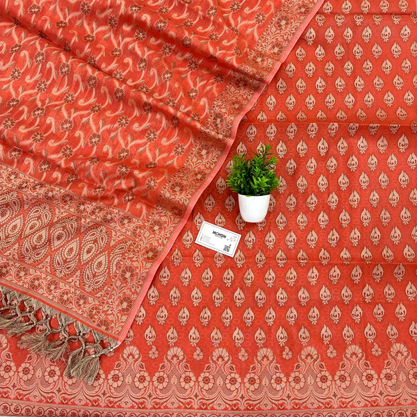 Orange Hukum Fire Cotton Silk Banarasi Suit