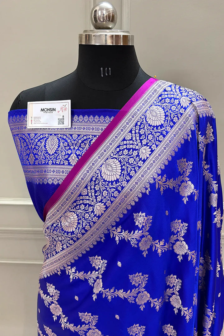 Royal Blue Papakipari Katan Silk Banarasi Saree