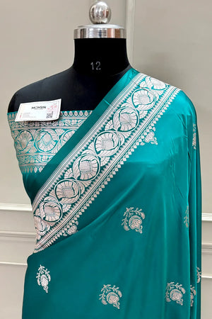 Teal Kohinoor Buti Katan Silk Banarasi Saree