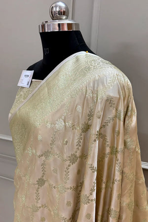 Light Peach Qaidi Buti Katan Silk Banarasi Saree