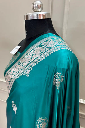 Teal Kohinoor Buti Katan Silk Banarasi Saree