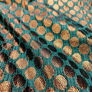 Bottle Green Dollar Buti Shimmer Silk Banarasi Fabric