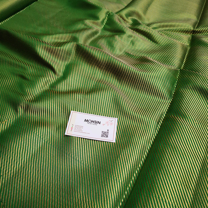 Green Laher Satin Silk Banarasi Fabric