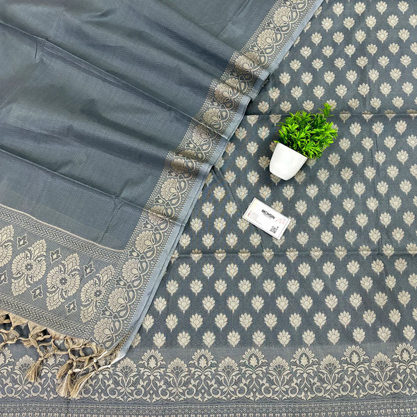 Grey Avatar Cotton Silk Banarasi Suit