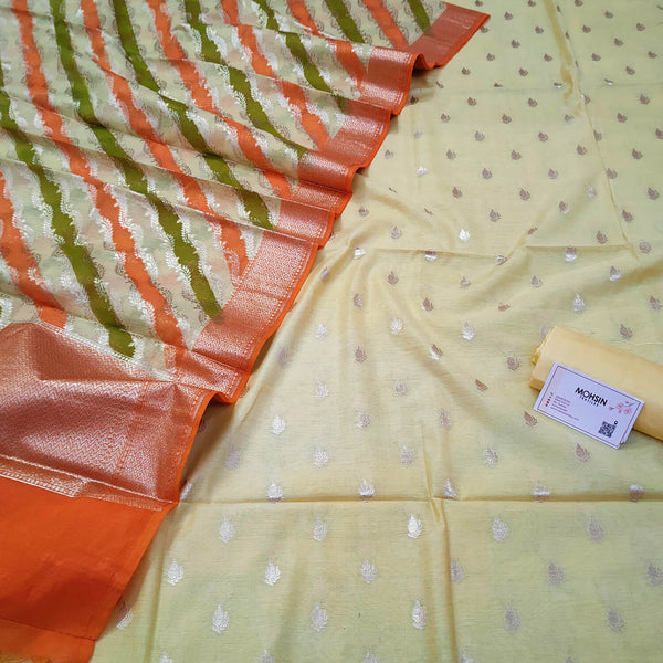 Lemon Yellow Rangkaat Chanderi Silk Banarasi Suit