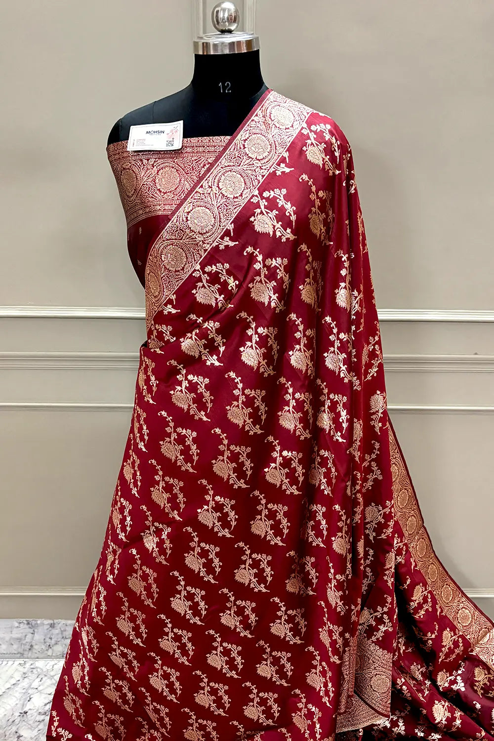 Maroon Zari Banarasi Silk Saree