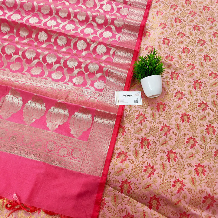 Pink Anguri Jaal Katan Silk Banarasi Suit