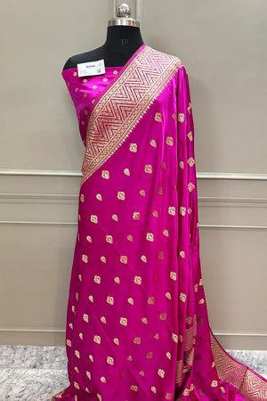 Pink Chagan Patti Katan Silk Banarasi Saree