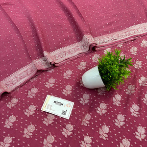 Pink Golden Zari Pure Georgette Silk Banarasi Suit