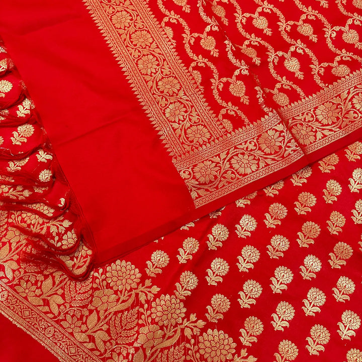 Red Sunflower Katan Silk Banarasi Suit