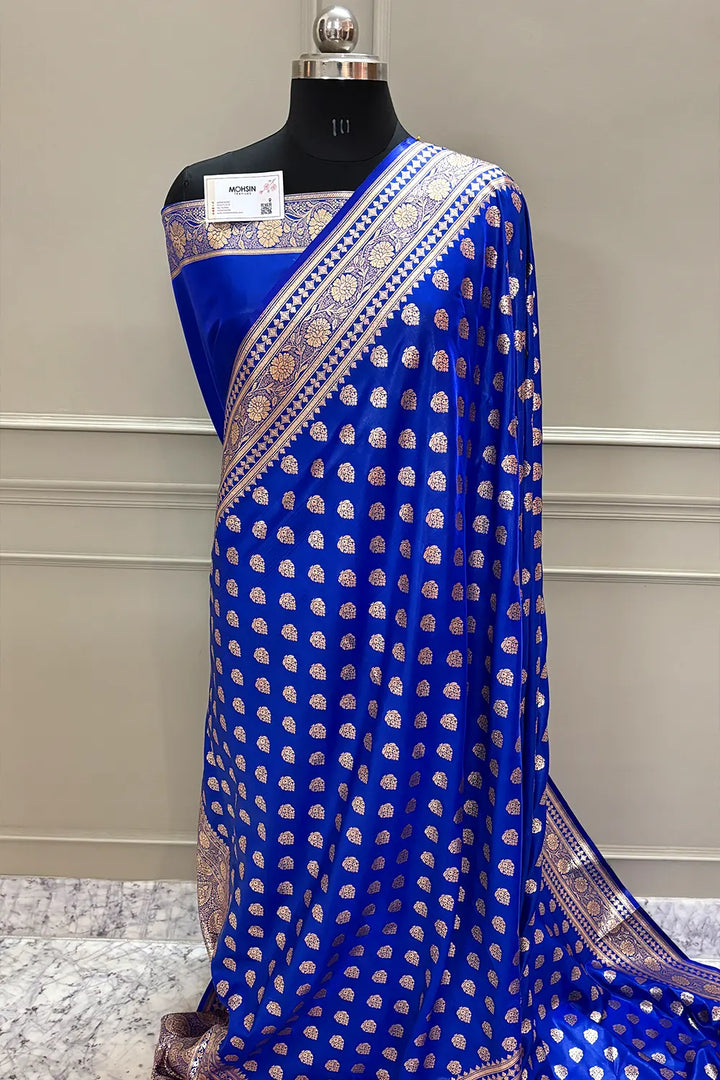 Royal Blue Golden Zari Katan Silk Banarasi Saree