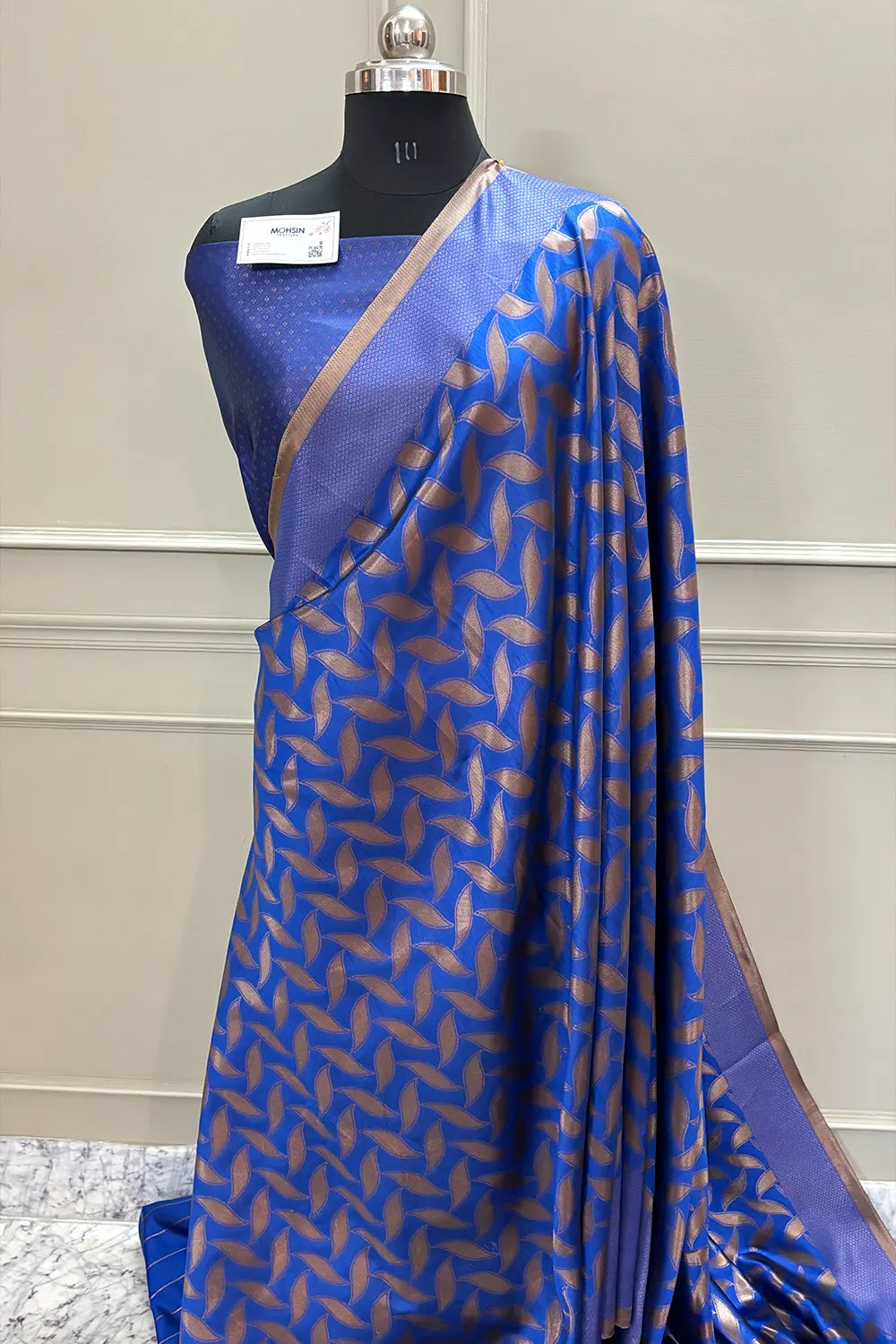 Royal Blue Resham Zari Silky Banarasi Saree