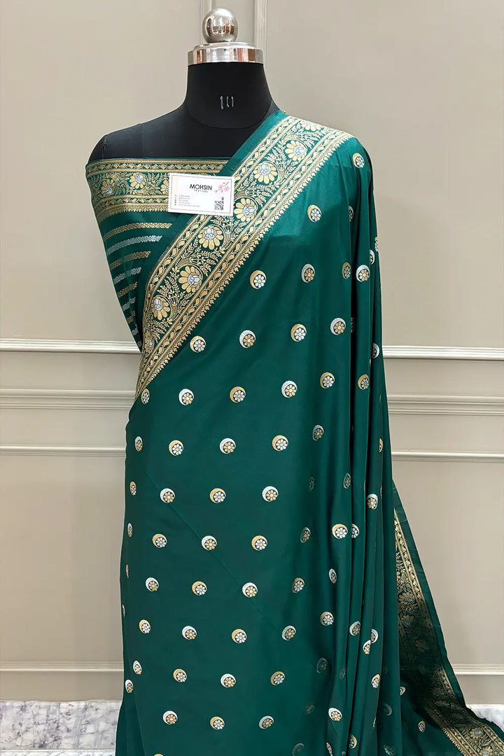 Teal Chand Tara Katan Silk Banarasi Saree