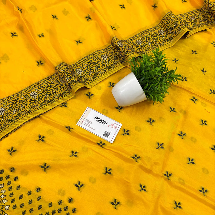 Yellow Jhilmila Taj Dola Silk Banarasi Suit