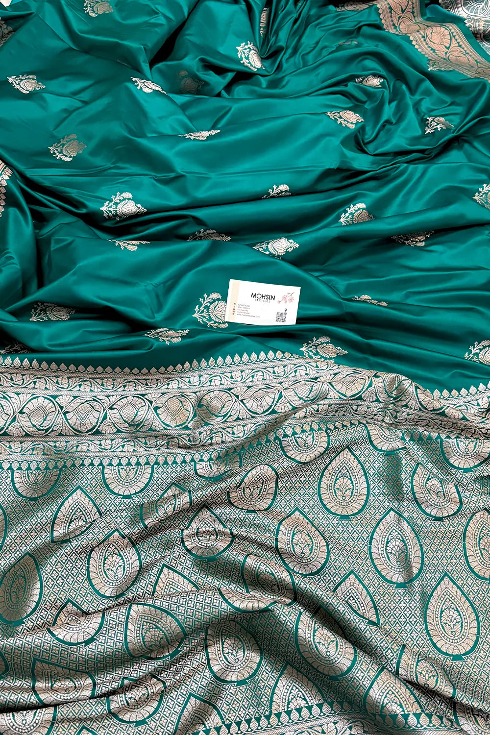 Teal Kohinoor Buti Katan Silk Banarasi Saree