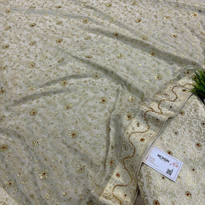 White Stone Work Kimkhab Silk Banarasi Gharara