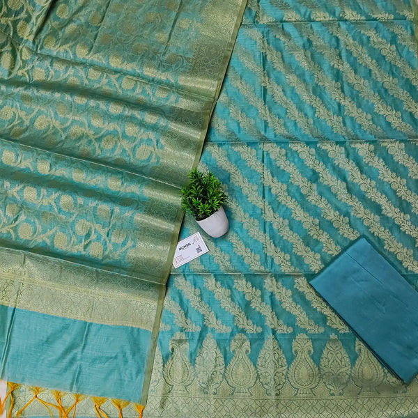 Firozi Kalgha Laheriya Banarasi Silk Suit