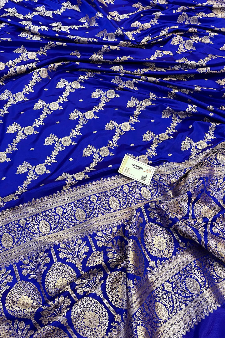 Royal Blue Papakipari Katan Silk Banarasi Saree