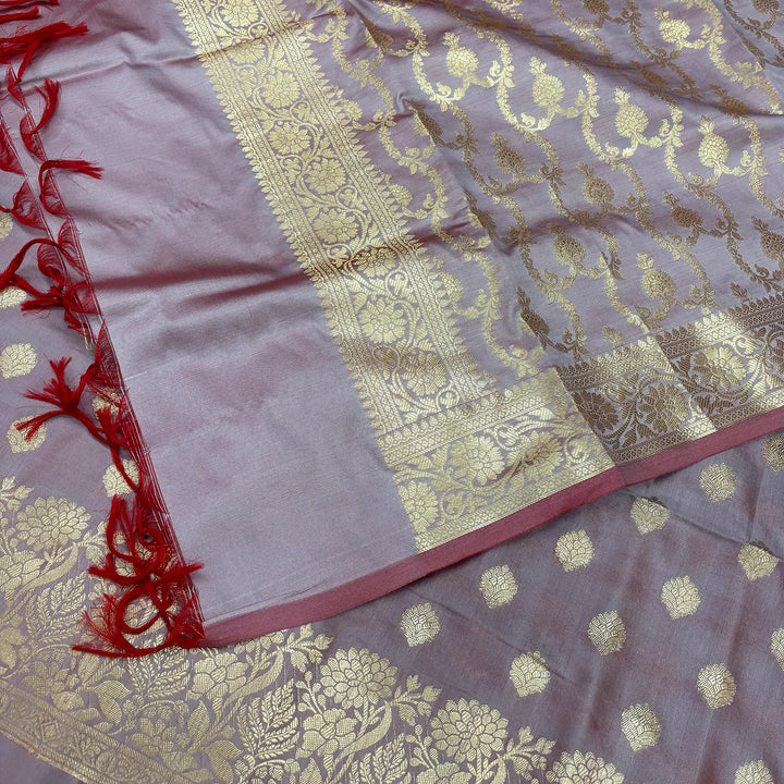 Mauve Kiyari Buti Satin Silk Banarasi Suit