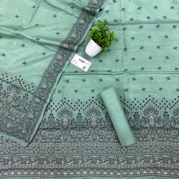 Sea Green Jhilmila Taj Dola Silk Banarasi Suit