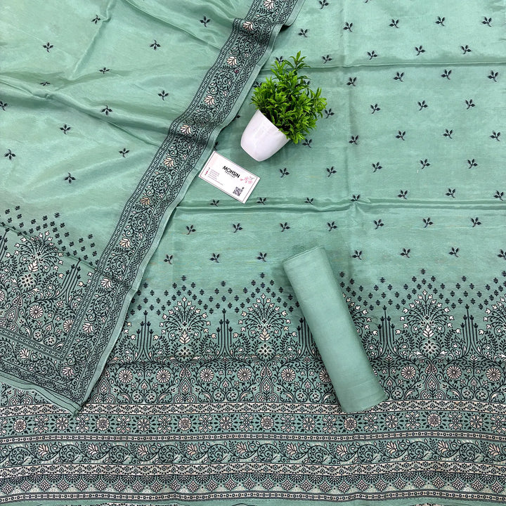 Sea Green Jhilmila Taj Dola Silk Banarasi Suit