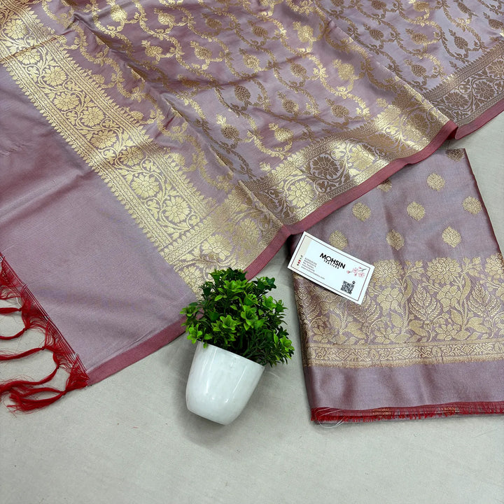 Mauve Kiyari Buti Satin Silk Banarasi Suit