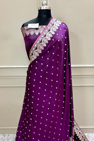 Purple Jadi Buti Katan Silk Banarasi Saree